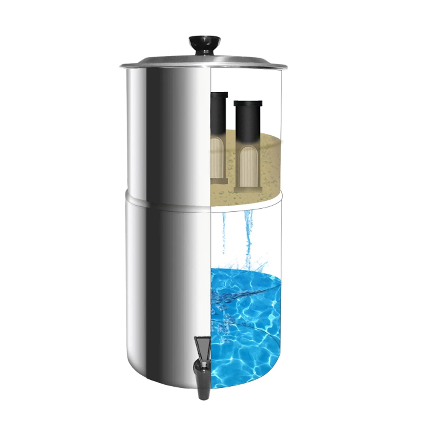 13L Stainless Steel Gravity Water Filter with Black Filtration Elements (Pair)